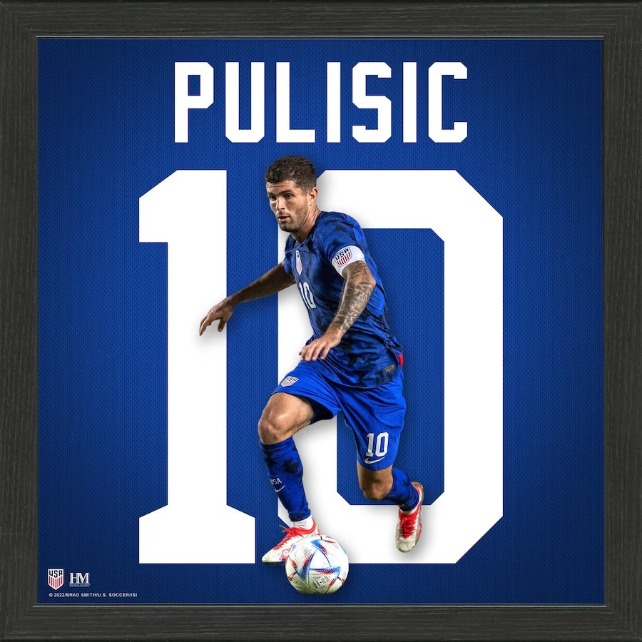 Highland Mint, Highland Mint Christian Pulisic USMNT 13" x 13" Impact Jersey Framed Print